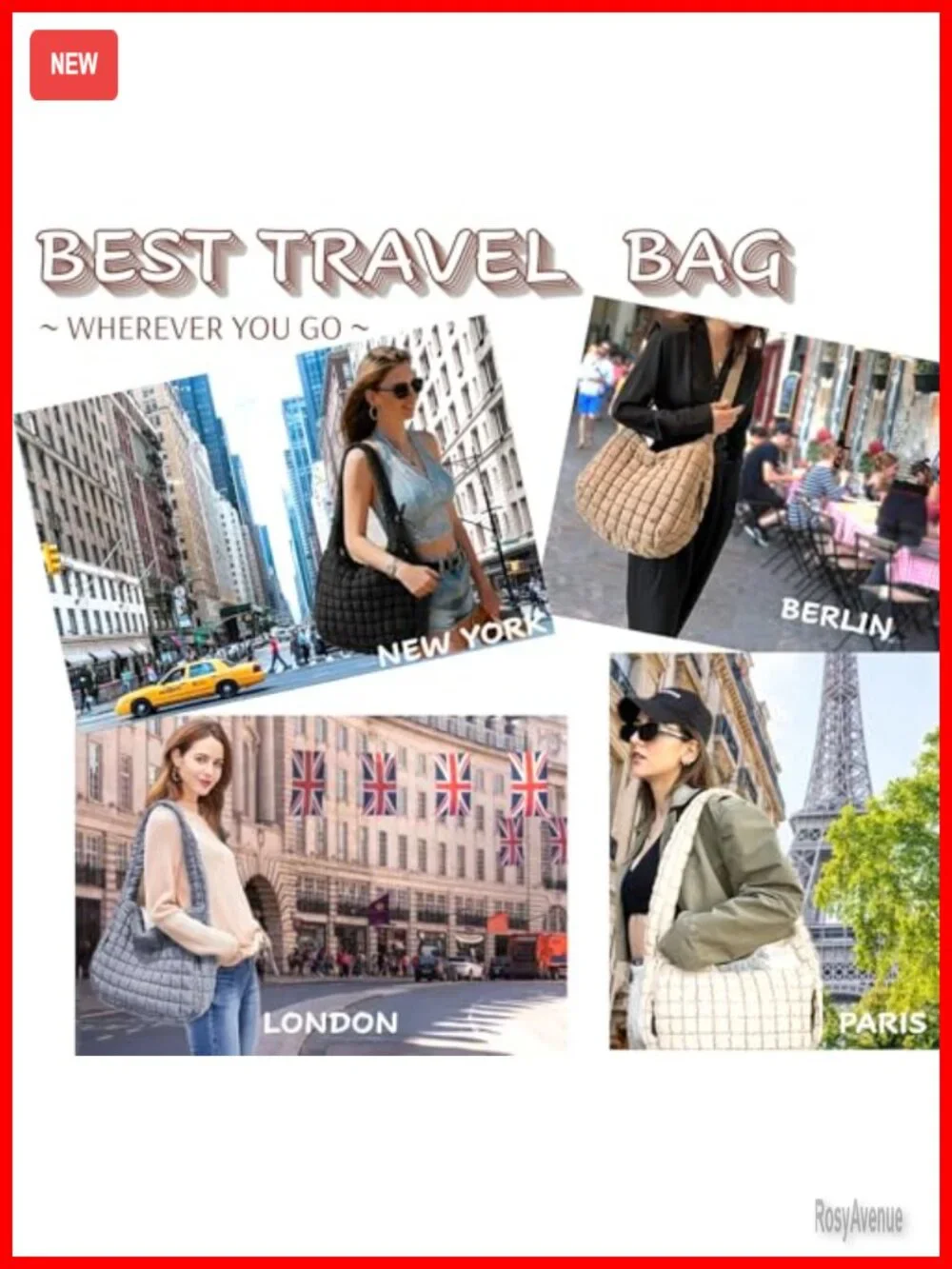 Quilted Puffer Hobo Bag, Large Nylon Crossbody Shoulder Tote, Lightweight Puffy
